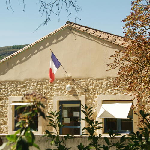 Mairie &agrave; travers les branches.JPG